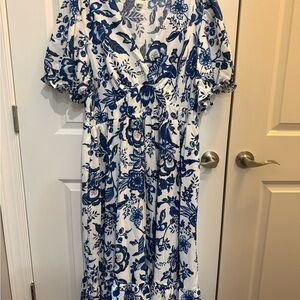 Floral Blue and White Dress